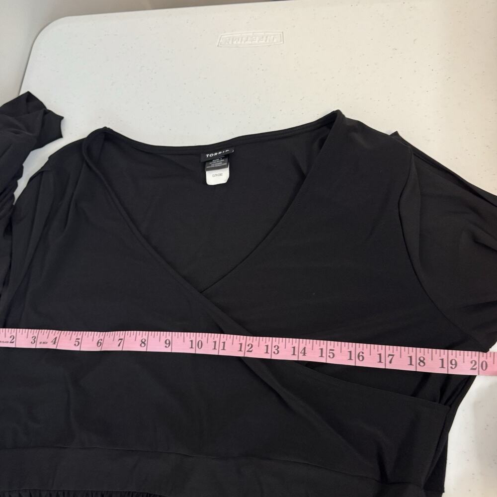 Torrid Faux Wrap Jersey Dress Women's Size 1X Black 3/4 Cutout Sleeves Stretch - Picture 7 of 9